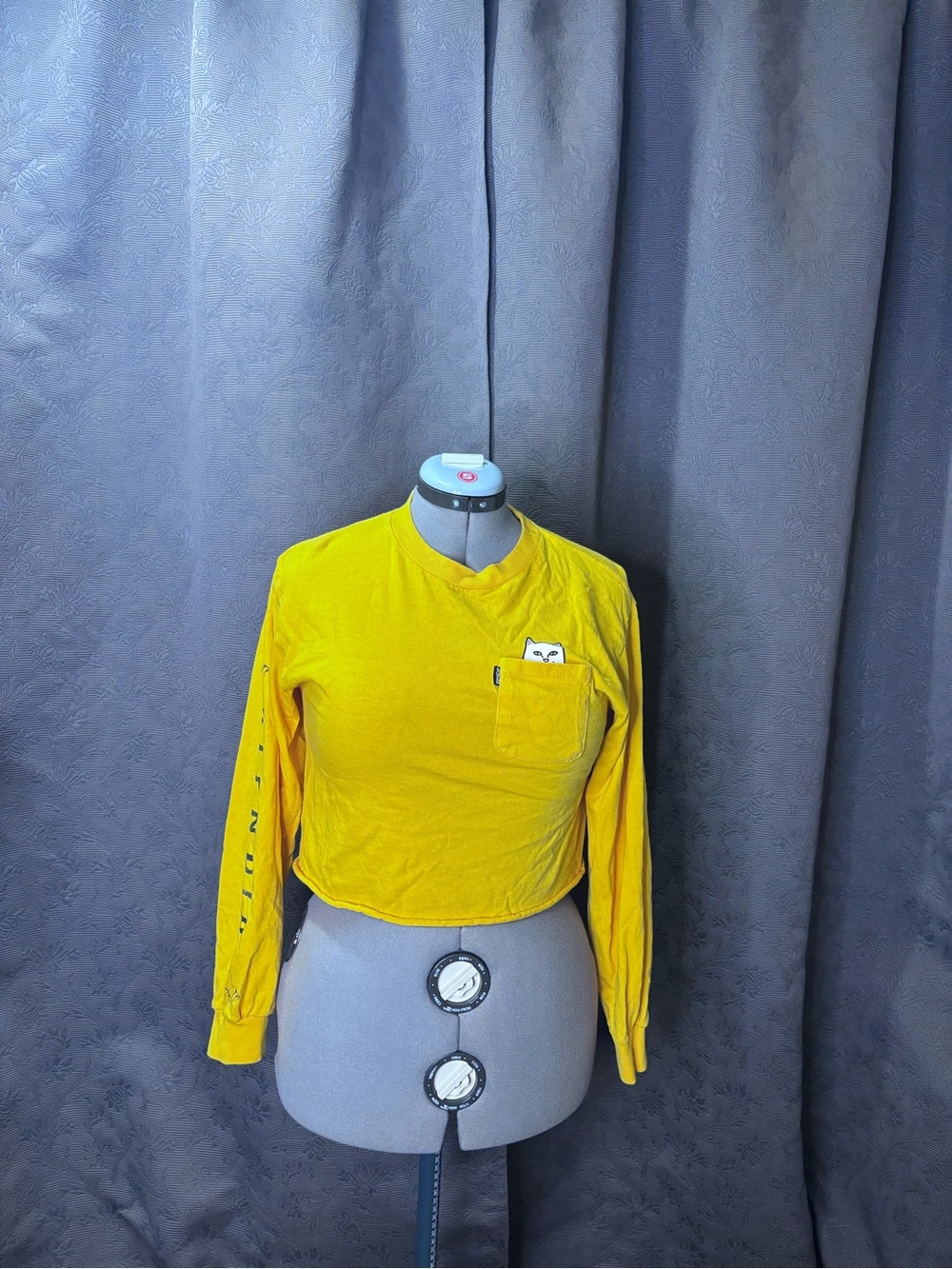 Ripndip Yellow Long-Sleeve Cropped Tee with Chest Pocket